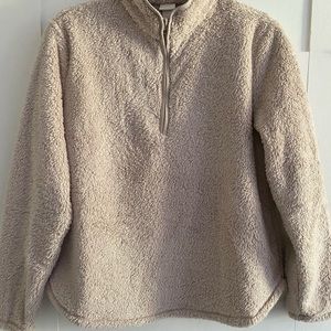 tan sherpa quarter zip pullover
